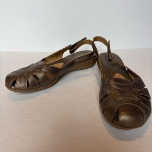 Naturalizer N5 Women's Bronze Metallic Leather Slingback Sandals Size 9.5W